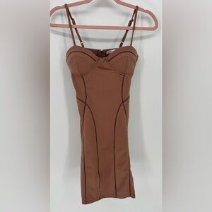 Charlotte Russe, Sexy, Dark Tan, Bodycon Mini Dress, Zip Back, Stretchy, Size S